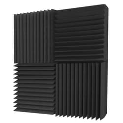 TroyStudio Thick Acoustic Foam Panels, 12 X 12 X 3 Inch 4 Pcs Broadband Sound Absorbing Foam, Dense Soundproof Padding Tile, Recording Studio Foam Absorber, Wedges Decorative 3D Wall Ceiling Panel