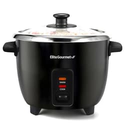 Elite Gourmet ERC006SS 6-Cup Electric Rice Cooker with Stainless Steel Inner Pot, Makes Soups, Stews, Porridges, Grains and Cereals, 6 cup (3 cups uncooked), Black