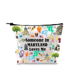 PXTIDY Maryland State Makeup Bag Long Distance Relationships Gift Someone In Maryland Loves Me Cosmetic Bag Maryland Souvenir Gift