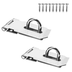 Yuntop 2Pcs Stainless Steel Gate Lock Hasp, Safety Packlock Clasp Hasp Lock Set Door Locks Hasp Latch for Doors, Cabinets, Closets and More (3inch-Silver)