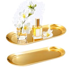 Nexyetnov Gold Tray, Vanity Trays for Bathroom and Dresser Counter, 10