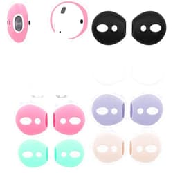 ALXCD Fit in Case Ear tip Covers Replacement for AirPods, 6 Pairs Ear tips Soft Silicone Replacement Earbud Tips for AirPods 1 AirPods 2, 6 Pairs, White Black Rose Gold Green Pink Purple