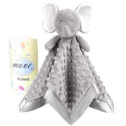 MOVEPAI Baby Security Blanket, Soft Baby Lovey Toy Blanket for Boys and Girls, Snuggle Toy Lovie Newborn Gift, Unisex Baby Plush Gray Elephant 16 Inch