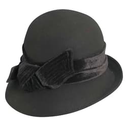 Scala Women's Wool Felt Cloche with Velvet Bow
