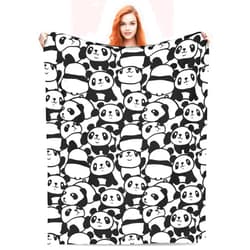 Turamurra Panda Blanket Gifts, Cute Panda Fuzzy Cozy Throw Blanket Gift for Mom Kids Girls, Super Warm Soft Flannel Panda Blankets for Bedroom Living Room Sofa Office Home Travel 50
