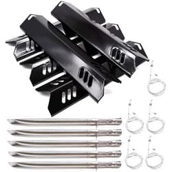 Adviace Grill Parts Kit Compatible with Dyna-Glo Dynaglo DGF510SBP DGF493BNP, Backyard Grill BY13-101-001-12 BY15-101-001-02 GBC1461W, 5 Pack Heat Plate Shields & Grill Burner Tubes & Grill Igniters