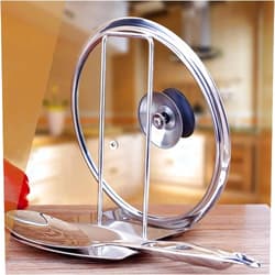 XSHANG Lid And Spoon Rest,Pan Pot Cover Lid Rack Stand Organizer,304 Stainless Steel Spoon Rest Stove Organizer Storage Utensils Lid Holder Spoon Holder Lid Rest for Spoon Storage (Silver)