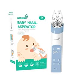 GROWNSY Nasal Aspirator for Baby, Electric Nose Aspirator for Toddler, Baby Nose Sucker, Automatic Nose Cleaner with 3 Silicone Tips, Adjustable Suctions, Music and Light Soothing Function (Blue)