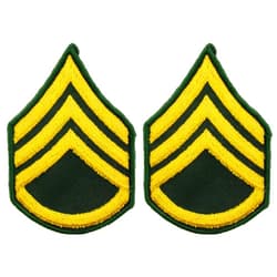 Artisan Owl United States Army Rank E6 Staff Sergeant SGT Patches, Dress Green, with Iron-On Adhesive (Set of Two)