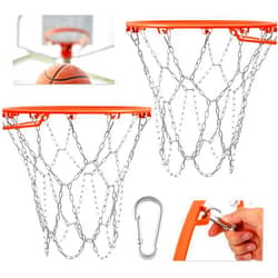 Outus 2 Pcs Basketball Net 12 Links Basketball Hoop Net Heavy Duty Galvanized Steel Braided Chain Net for Basketball Hoop Rust Proof Basketball Chain Net for Indoor Outdoor Climate, Quick Installation