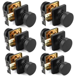 Probrico Passage Door Knobs Interior 6 Pack, Matte Black Door Knob Without Lock Inside, Closet & Hallway Classic Round Door Knob