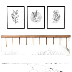 WCDHOR Moon Black And White, Botanical Line Art, Minimalist Flower Wall Art, Phases of Moon Wall Art, Boho Moon And Flowers, Galaxy Flower Line Art, Set of 3 Prints, 11x14inch Unframed