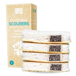 Jungle Culture Eco Sponge Set of 4 • Eco Friendly Natural Dishwashing Sponges • Non-Scratch, Biodegradable & Durable • Double Sided Loofah Kitchen Scourer • Compostable & Reusable Washing Up Sponges