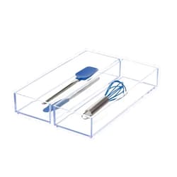 InterDesign iDesign Clarity Drawer, Kitchen and Bathroom Organization Silverware, Spatulas, Gadgets, Large-Set of 2