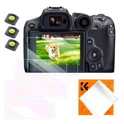 K&F Concept [3pcs Screen Protector for Canon EOS R6 II/R6/R7 Full-Frame Mirrorless Camera & Hot Shoe Cover, Ultra Clear Tempered Glass Screen Protector, Anti Scratch Bubble Free Ultra Resistant