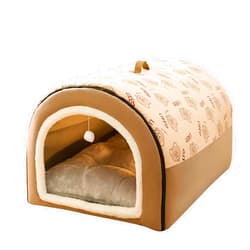 Generic Cat Beds for Indoor Cats Cat Bed Large with Hanging Ball Cat Hideout Covered Cat Bed Super Soft Warming Washable Four Seasons Available Cat House for Kitten Tent Rabbit Bed