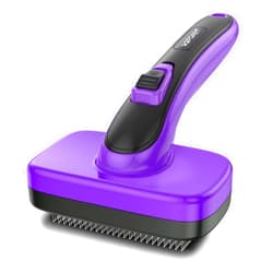 WOPQAEM Dogs Cats Self Cleaning Slicker Brush for Shedding & Grooming Any Breed of Pets, Removes Loose, Undercoat, Mats, Tangled Hair for Small Medium Large Animal With Long Short Fur Length, Purple