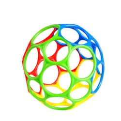 Bright Starts Oball Easy Grasp Classic Ball BPA-Free Infant Toy in Red, Yellow, Green, Blue, Age Newborn and up, 4 Inches