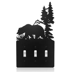 Lothee Metal Bear Switch Cover Moose Tree Mountain Elk Black Light Plate Forest Outlet Cover Toggle Switch Wall Plate Cover for Home Bedroom(Triple Toggle)