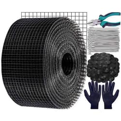 SUNMORN 6in X 150ft Solar Panel Bird Guard, 100PCS Fastener Clips 1PCS Gloves 1PCS Plier Solar Panel Critter Guard, 1/2inch Mesh PVC Vinyl Coated Galvanized, Pigeon Fence (Black, 6in X 150ft)