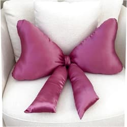 QUIRAI Bow Pillow Big Bow Throw Pillow, Bow Shaped Pillow, Bow Room Decor Purper Bow Pillow Bow Nursery Decor, Silky Satin Coquette Room Decor