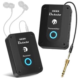 Ueteto Wireless in Ear Monitor System 2.4G Stereo IEM System with Transmitter Beltpack Receiver Automatic Pairing, for Studio, Band Rehearsal, Live Performance