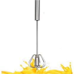 Fourteen Homes Stainless Steel Egg Whisk - Hand Push Rotary Blender & Versatile Milk Frother, 12in - Ideal for Blending, Whisking, Beating, and Stirring