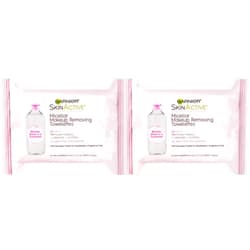 Garnier Micellar Facial Cleanser & Makeup Remover Wipes, Gentle for All Skin Types (25 Wipes), 2 Count (Packaging May Vary)