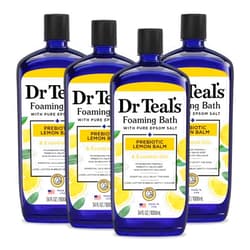Dr Teal's Foaming Bath with Pure Epsom Salt, Prebiotic Lemon Balm & Essential Oils, 34 fl oz (Pack of 4)