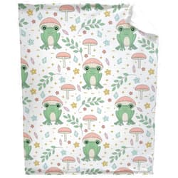 Daiitokuo Cute Frog and Mushrooms Fleece Flannel Lightweight Plush Blanket Ultra-Soft Throw Fuzzy Blankets for Bed Couch Sofa 40