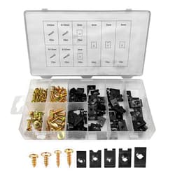 UZZH 170 PCS Car U Clips and Screw Assortment Kit, 9 Different Sizes Automotive Tools U Nut and Screw Clip, Universal Auto Parts for Car Truck Door Dash Panel Interior
