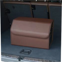 MFCCRAZY Trunk Organiser Vehicle Storage Box,Car Boot Organizer,Foldable Storage Box, Car Boot Organiser, Leather Collapsible Trunk Cargo Organizer, Car Accessories -Brown||48 * 31 * 29cm