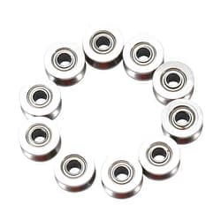 TOPINCN Deep U Groove Ball Bearing 10pcs Carbon Steel U624ZZ Guide Pulley Bearings Double Shielded for Rail Track Linear Motion System 4 * 13 * 7mm