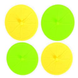 JCSMARTEC 4Pack Cute Silicone Cup Lids Cover, JCSMARTEC Creative Lemon Fresh Fruit Food Grade Rubber Airtight Seal Suction Cap for Drink Glass Coffee Mug Can