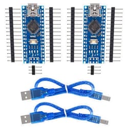 DWEII 2 PCS Nano Board V3.0 ATmega328P with 2Pcs Cable Compatible with Arduino Nano V3.0 with Pin Headers Pin Unsoldered