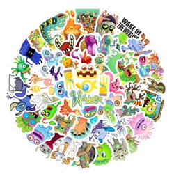 VOEMPFE 63Pcs My Singing Monsters Cartoon Game Vinyl Waterproof Graffiti Stickers for Adults for Birthday Halloween Party Supplies Decoration for Helmet Laptop Water Bottles Suitcase