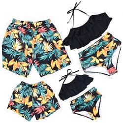 PURFEEL Couples Matching Swimsuit Family Matching Swimwears Dad and Me Matching Swiming Shorts