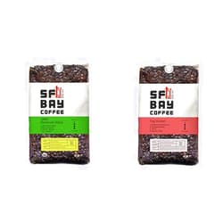 San Francisco Bay Whole Bean Coffee - Organic Rainforest Blend (2lb Bag) and Fog Chaser (2lb Bag), Medium Dark Roast