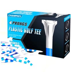 CHAMPKEY 4 Prongs Plastic Golf Tees 150 Pack Pure Version - 3 Line Marking System Golf Plastic Tees - Lower Friction and Longer Distance Golf Tees