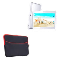 BoxWave Case Compatible with BeyondTab 10 inch Android Tablet - SoftSuit with Pocket, Soft Pouch Neoprene Cover Sleeve Zipper Pocket for BeyondTab 10 inch Android Tablet - Jet Black with Red Trim