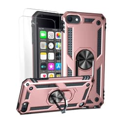 ULAK Compatible with iPod Touch 7 Case/iPod Touch 6 Case with 2 HD Screen Protectors, Hybrid Rugged Shockproof Cover with Built-in Kickstand for iPod Touch 7th/6th/5th Generation (Rose Gold)