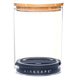AirScape Glass Food Storage Canister - Glass Storage With Patented Airless Inner Lid & Bamboo Top Lid - Preserves Food Freshness (Medium 7-Inch)