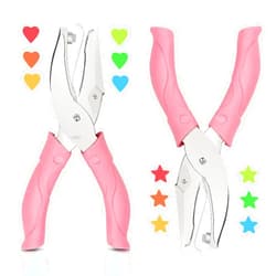 AHIER 2 Pieces Heart and Star Handheld Hole Paper Punch Metal Single Hole Paper Punch Punchers with Soft-Handled Tags for Clothing Ticket DIY Craft Tags Scrapbook Tool, 1/4 inch