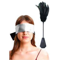 KOSPH Black Horse Whip Feather Tickler 15 inch