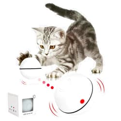 Pakoo Interactive Cat Toys Ball, Smart Automatic Rolling Kitten Toys, USB Rechargeable Motion Ball + Spinning Led Light with Timer Function, The Best Entertainment Exercise Gift for Your Kitty