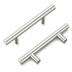 Hickory Hardware 10 Pack Kitchen Cabinet Handles, Drawer Pulls for Doors & Dresser Drawers, Hardware for Bathroom, 3 Inch Hole Center, Satin Nickel, Heritage Collection