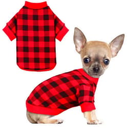 Jamktepat Dog Fleece Sweater for Small Dogs Buffalo Plaid Dog Clothes Soft Thickening Warm Small Dog Sweater Puppy Clothes for Small Dogs Girl & Boy(XS)