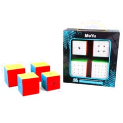CuberSpeed Speedcubing Set with 2X2, 3X3, 4X4 & 5X5 Magic Cube - Stickerless, Bright Cube Set by MoFang JiaoShi Meilong
