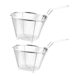UPKOCH 2pcs Stainless Steel Frying Basket Round Wire Fry Basket Chopsticks Frying Baskets Square Basket Square Griddle Vessel Tools Stainless Steel Frying Baskets Practical Filter Baskets