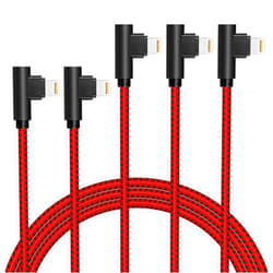 APFEN Lightning Cable 5 Pack(3/6/6/10/10FT) iPhone Cable Right Angle Nylon Braided Fast Charge Cord USB Compatible with iPhone 12 11Xs XR X 8 7 6 Plus (Black and Red) Black /Red